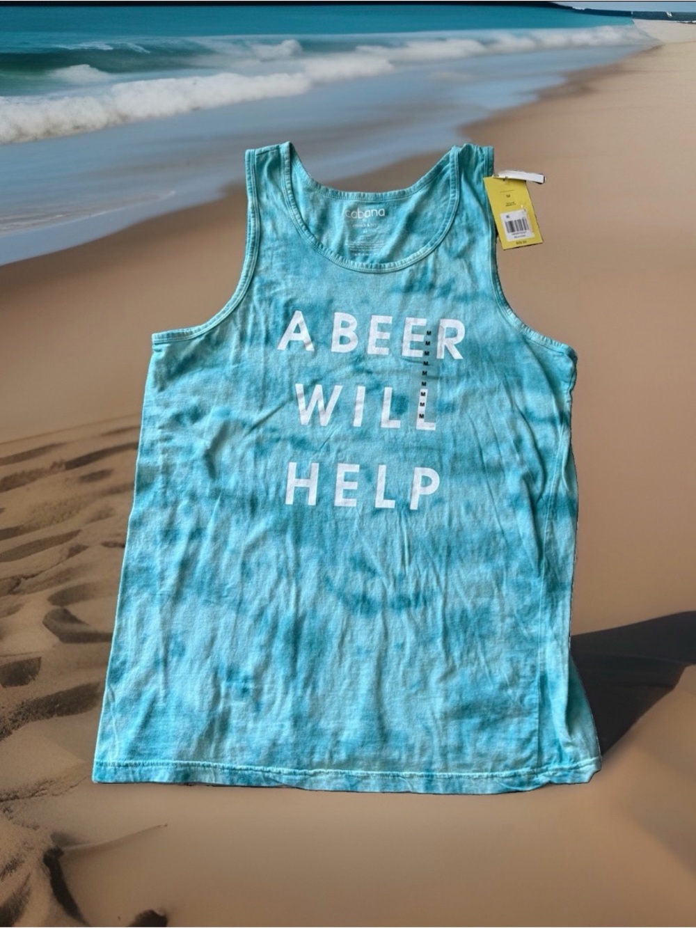 Cabana by Crown & Ivy men’s size M aqua tie-dye graphic tank top. New with tags
